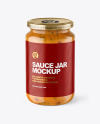 Clear Glass Jar with Chipotle Sauce Mockup