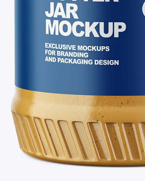 Clear Plastic Jar with Peanut Butter Mockup