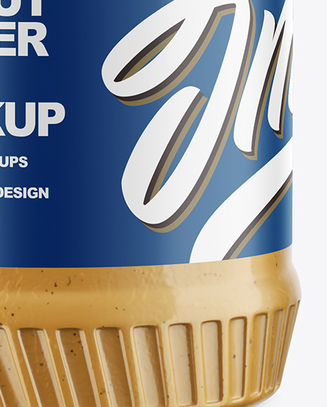 Clear Plastic Jar with Peanut Butter Mockup