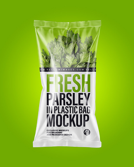 Plastic Bag With Fresh Parsley Mockup