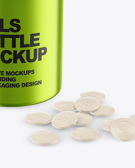 Metallic Pills Bottle Mockup