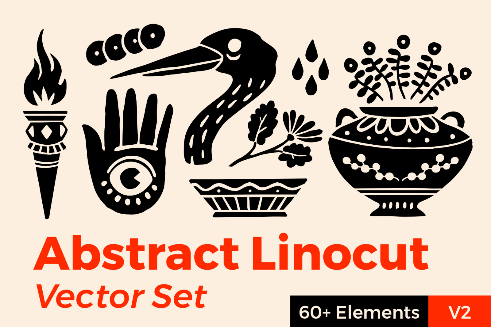 Abstract Linocut Vector Set 2