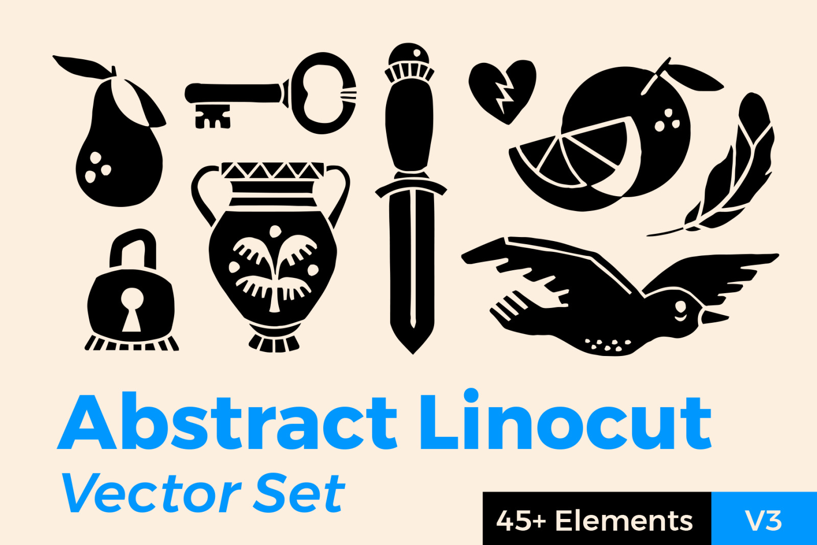 Abstract Linocut Vector Set 3