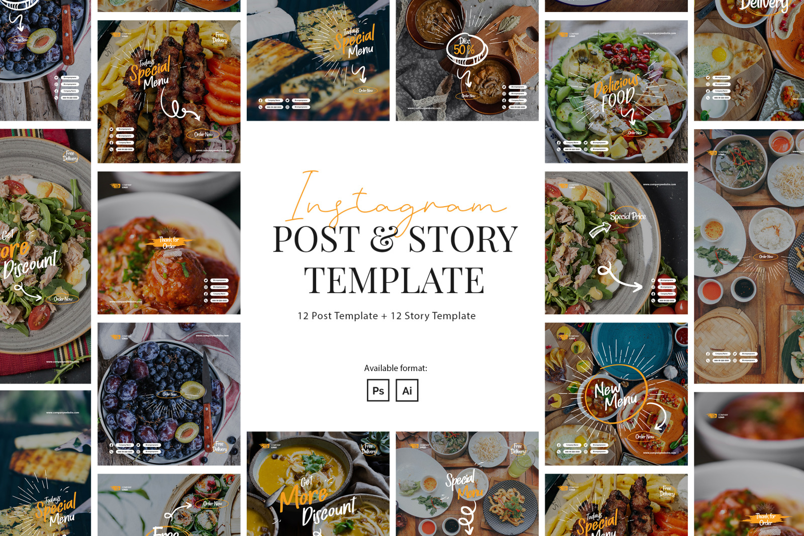 Restaurant Instagram Post and Story Template Restaurant Instagram Post and Story Template