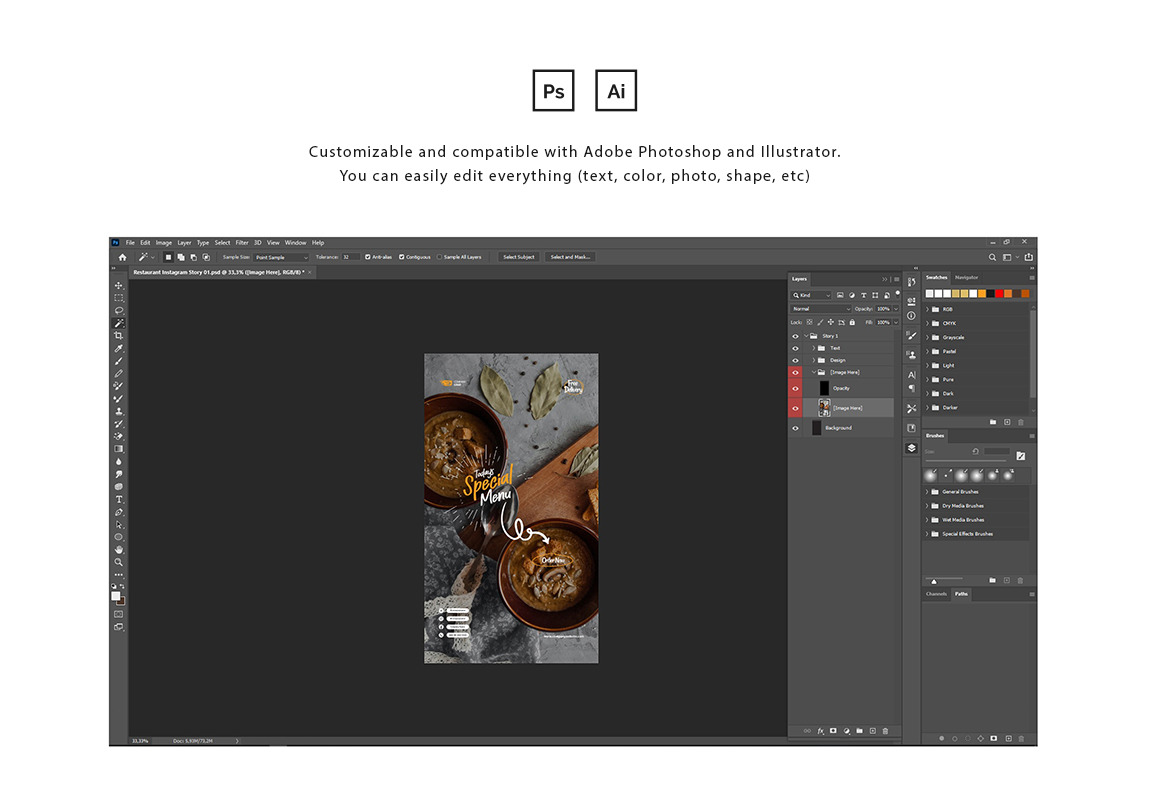Restaurant Instagram Post and Story Template Restaurant Instagram Post and Story Template