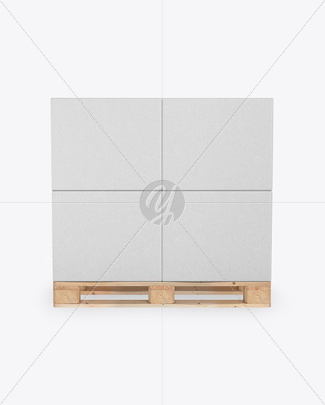 Wooden Pallet With Kraft Cardboard Boxes Mockup