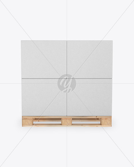 Wooden Pallet With Kraft Cardboard Boxes Mockup