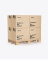 Wooden Pallet With Kraft Cardboard Boxes Mockup