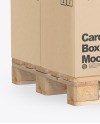 Wooden Pallet With Kraft Cardboard Boxes Mockup