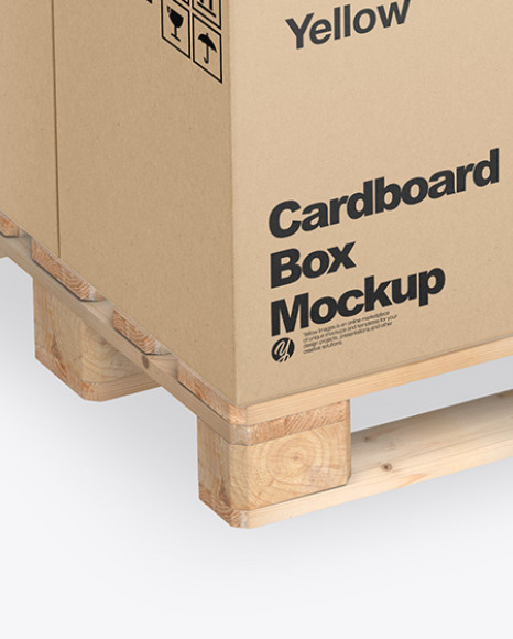 Wooden Pallet With Kraft Cardboard Boxes Mockup