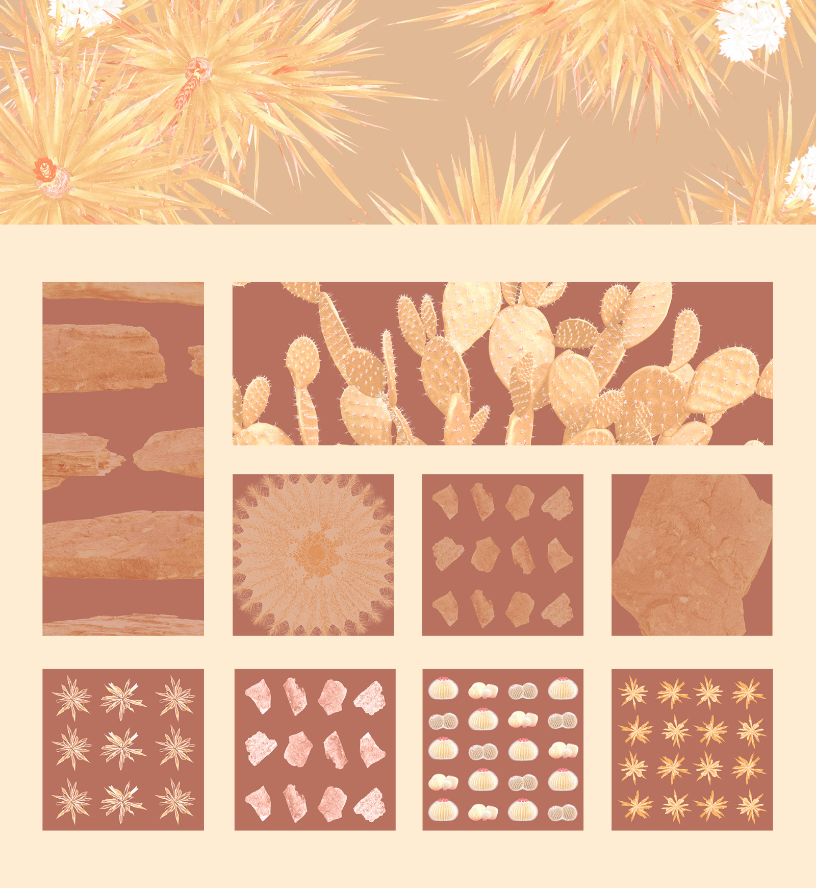Gold of the desert #02, 310 cactus and rock mockups + 50 patterns Gold of the desert #02, 310 cactus and rock mockups + 50 patterns