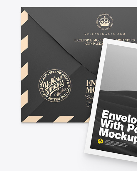 Matte Envelope w/ Postcard Mockup