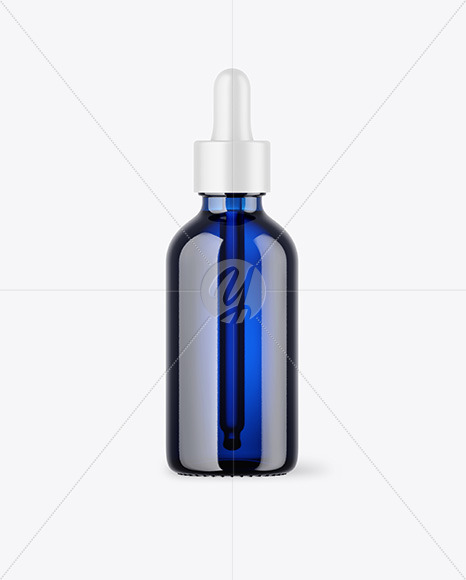 Blue Glass Dropper Bottle Mockup