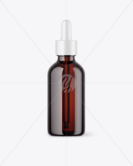 Dark Amber Glass Dropper Bottle Mockup