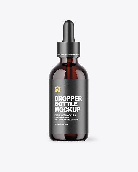 Dark Amber Glass Dropper Bottle Mockup