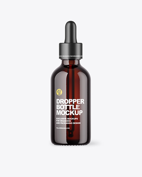 Dark Amber Glass Dropper Bottle Mockup