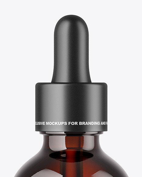 Dark Amber Glass Dropper Bottle Mockup