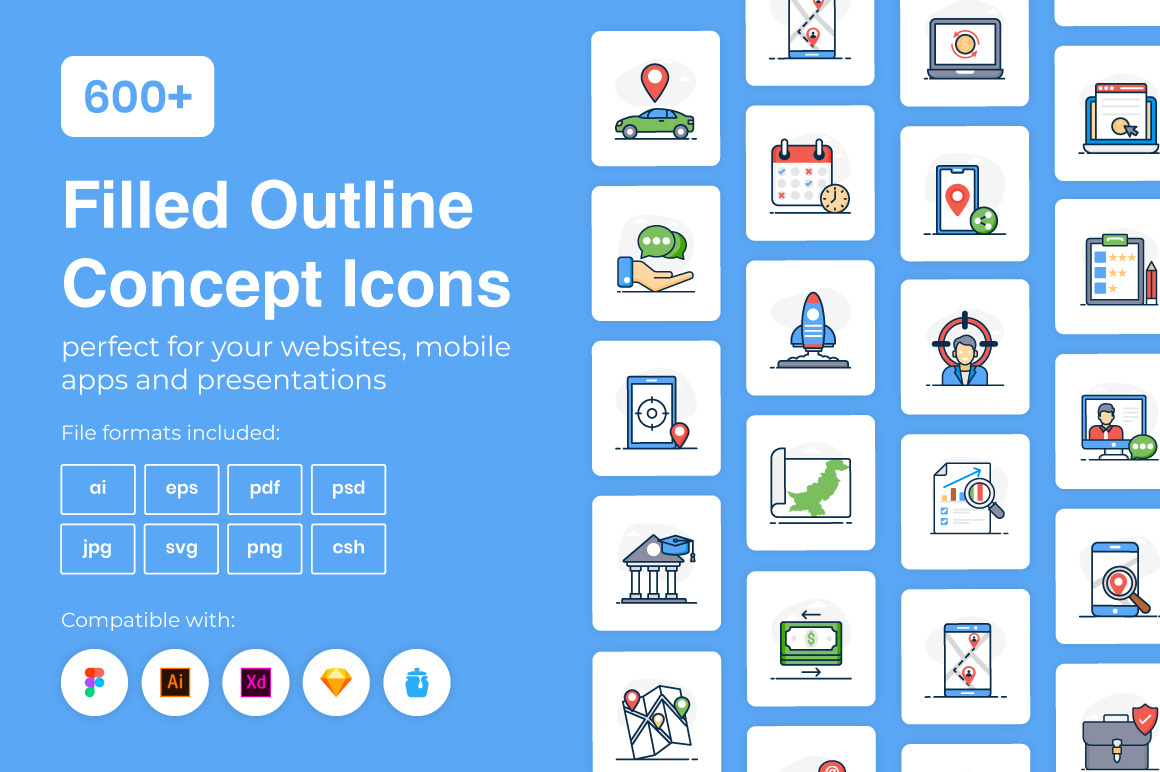 600+ Filled Outline Concept Icons 600+ Filled Outline Concept Icons