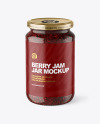 Clear Glass Jar with Raspberry Jam Mockup