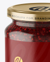 Clear Glass Jar with Raspberry Jam Mockup