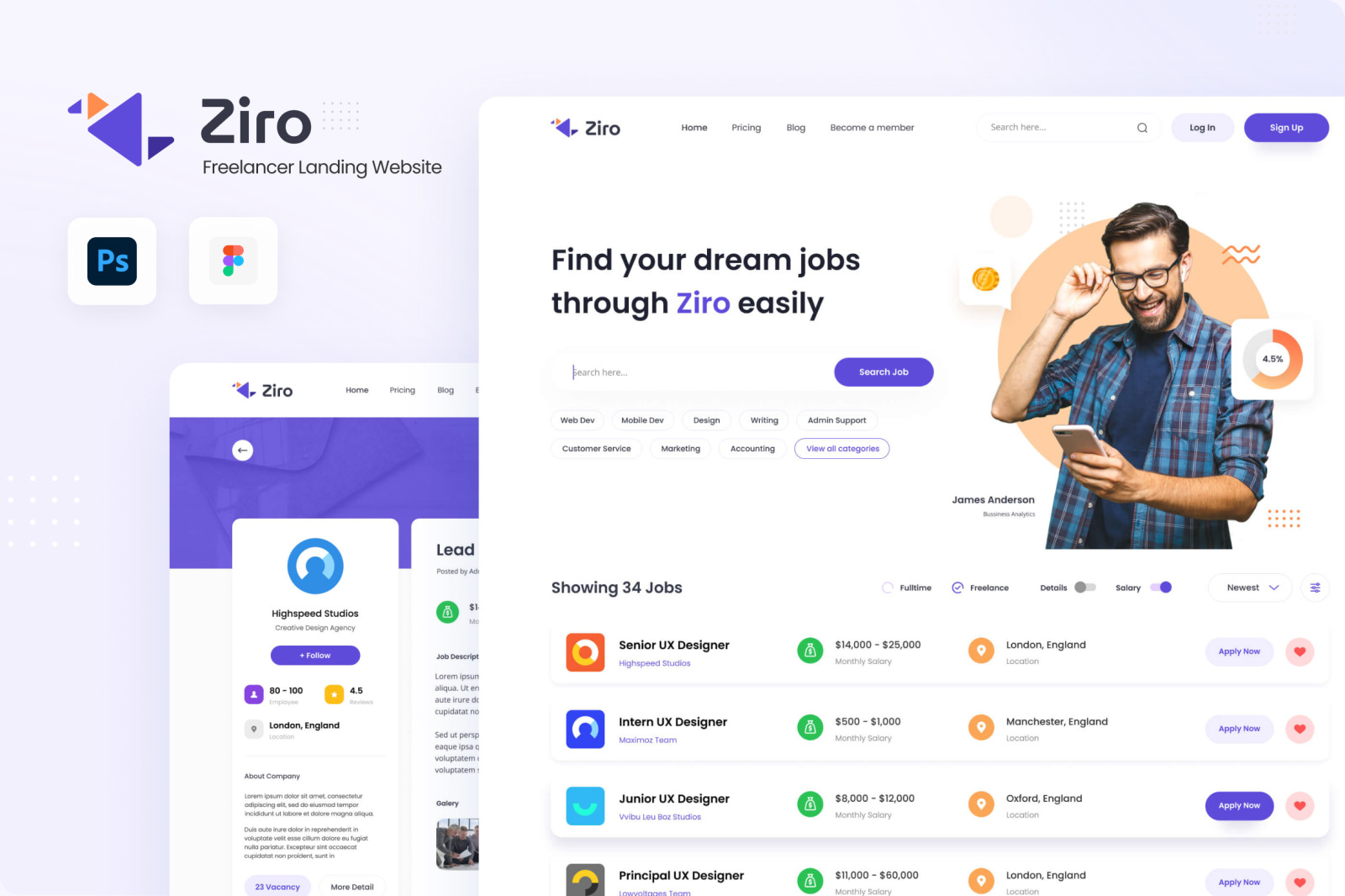 Ziro - Freelancer Directory Website Design Template Ziro - Freelancer Directory Website Design Template