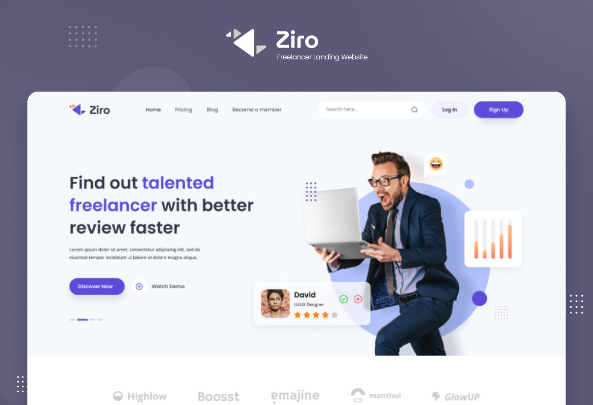 Ziro - Freelancer Directory Website Design Template