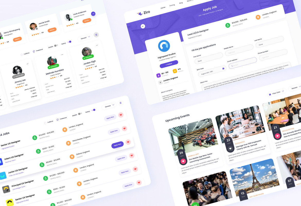 Ziro - Freelancer Directory Website Design Template