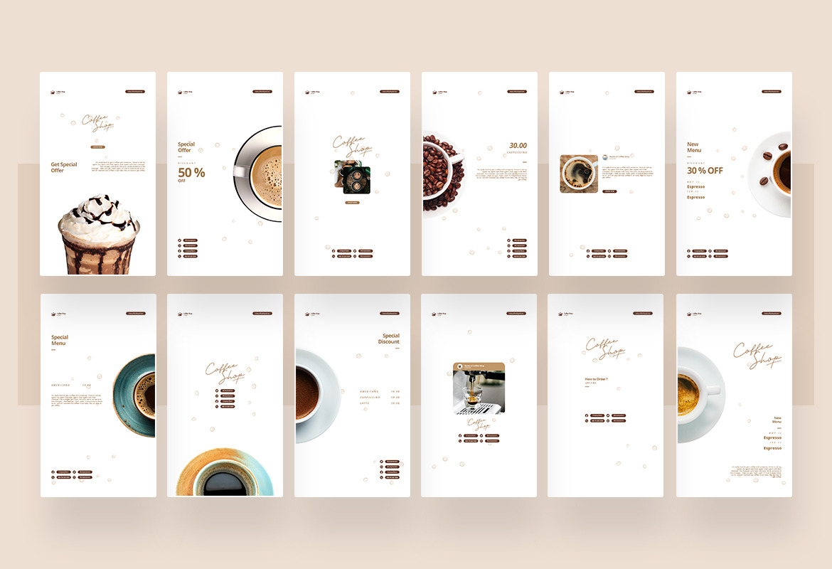 Coffee Shop Instagram Post and Story Template Coffee Shop Instagram Post and Story Template