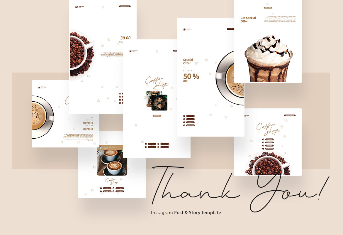 Coffee Shop Instagram Post and Story Template Coffee Shop Instagram Post and Story Template