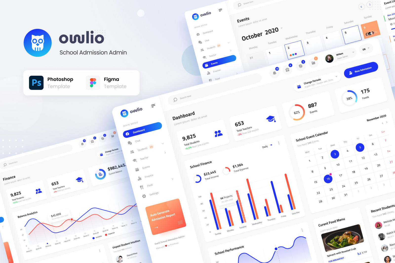 Owlio - School Admission Admin Template Owlio - School Admission Admin Template