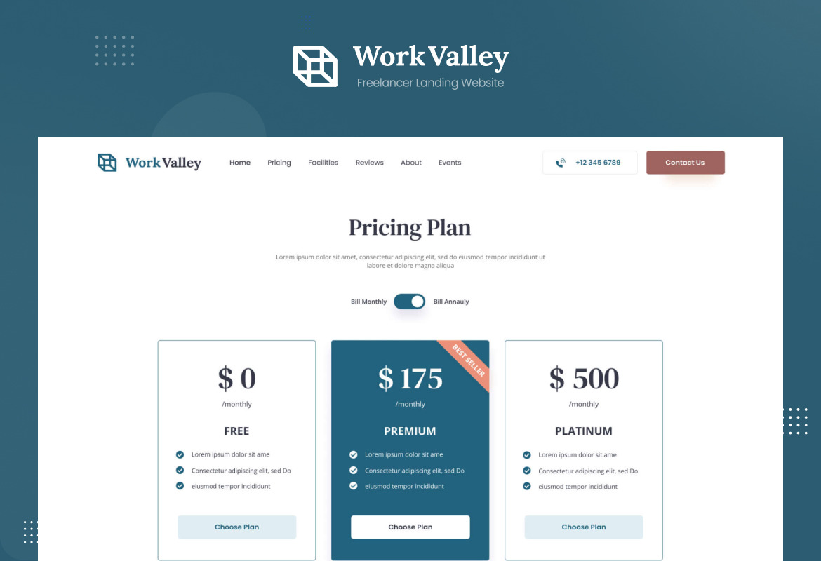 Work Valley - Coworking Space Website UI Design