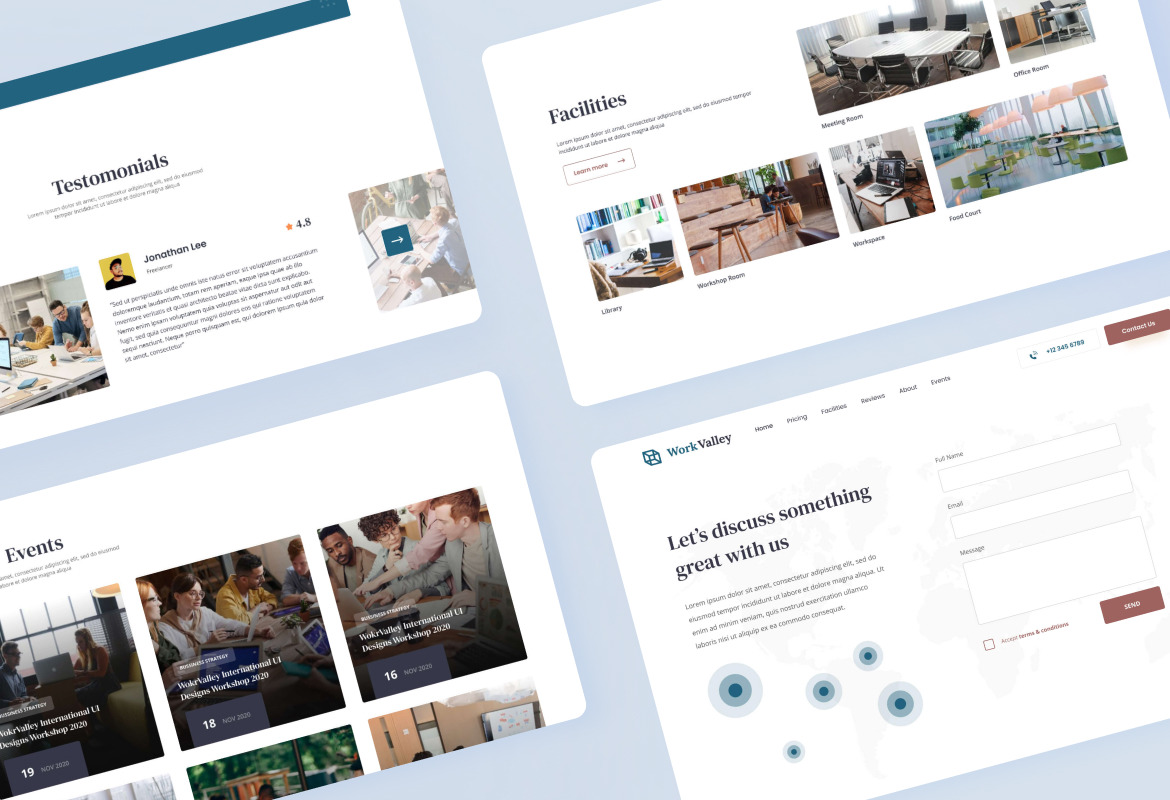 Work Valley - Coworking Space Website UI Design