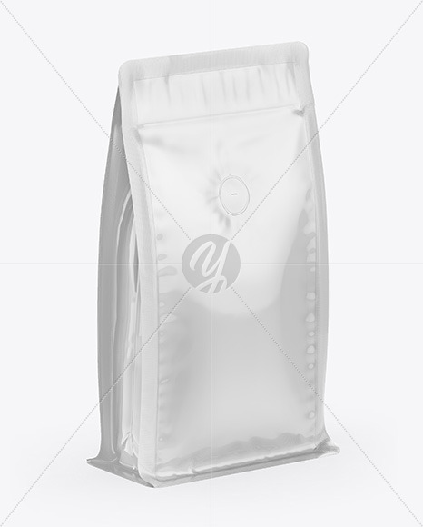 Glossy Coffee Bag With Valve - Half Side View