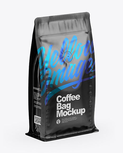 Glossy Coffee Bag With Valve - Half Side View