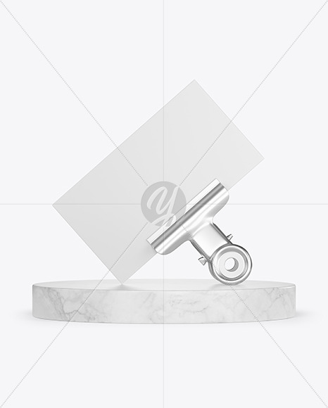 Matte Business Card with Pin &amp; Marble Mockup