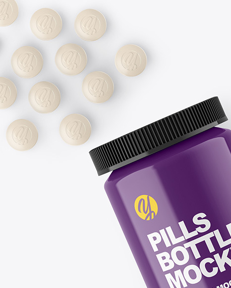 Glossy Pills Bottle Mockup
