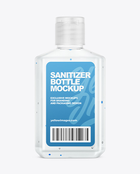 Glossy Hand Sanitizer Bottle Mockup with Glitter - Back View