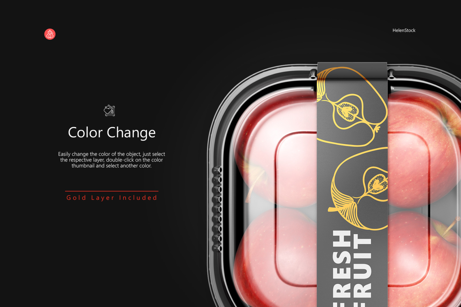 Plastic Container with Apples Mockups - Top View Plastic Container with Apples Mockups - Top View