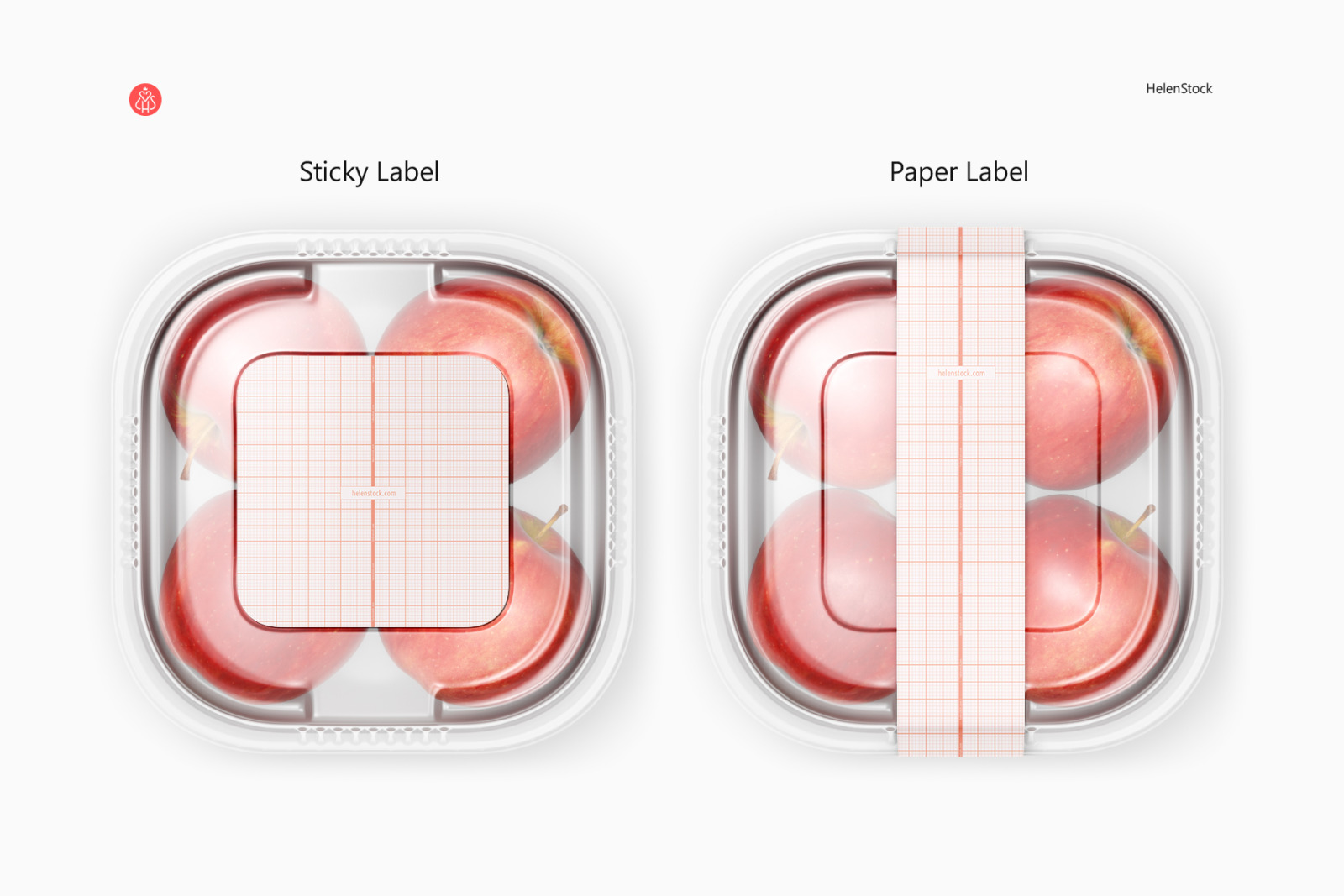 Plastic Container with Apples Mockups - Top View Plastic Container with Apples Mockups - Top View