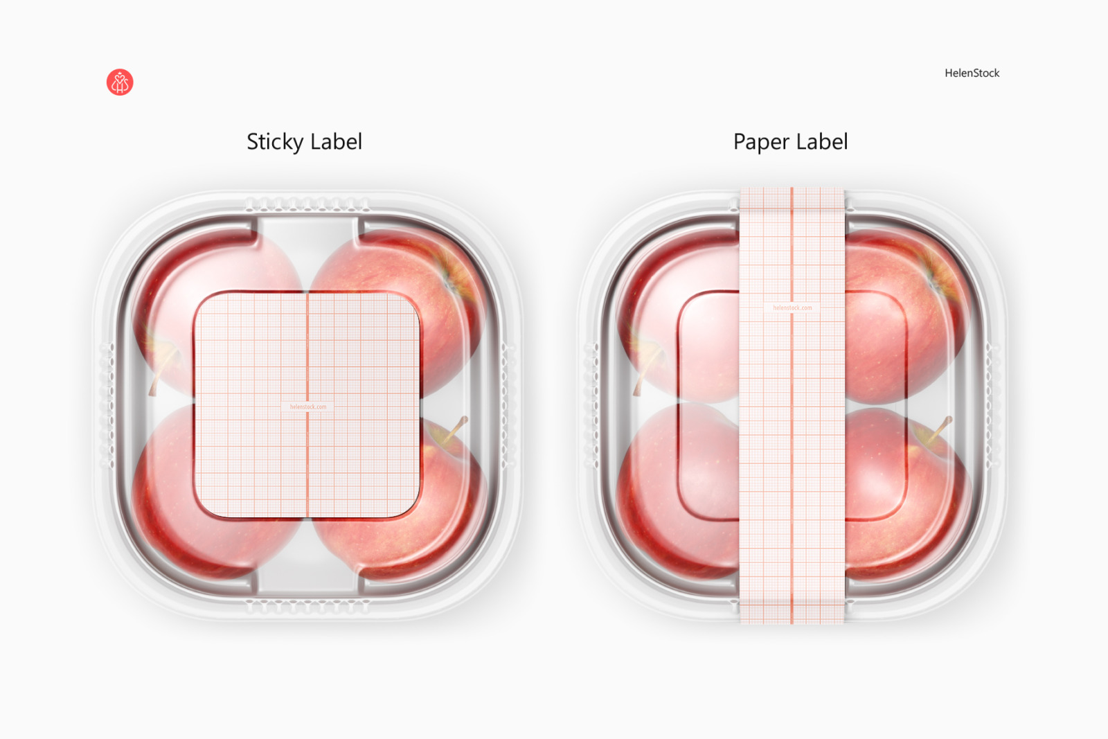 Plastic Container with Apples Mockups - Top View