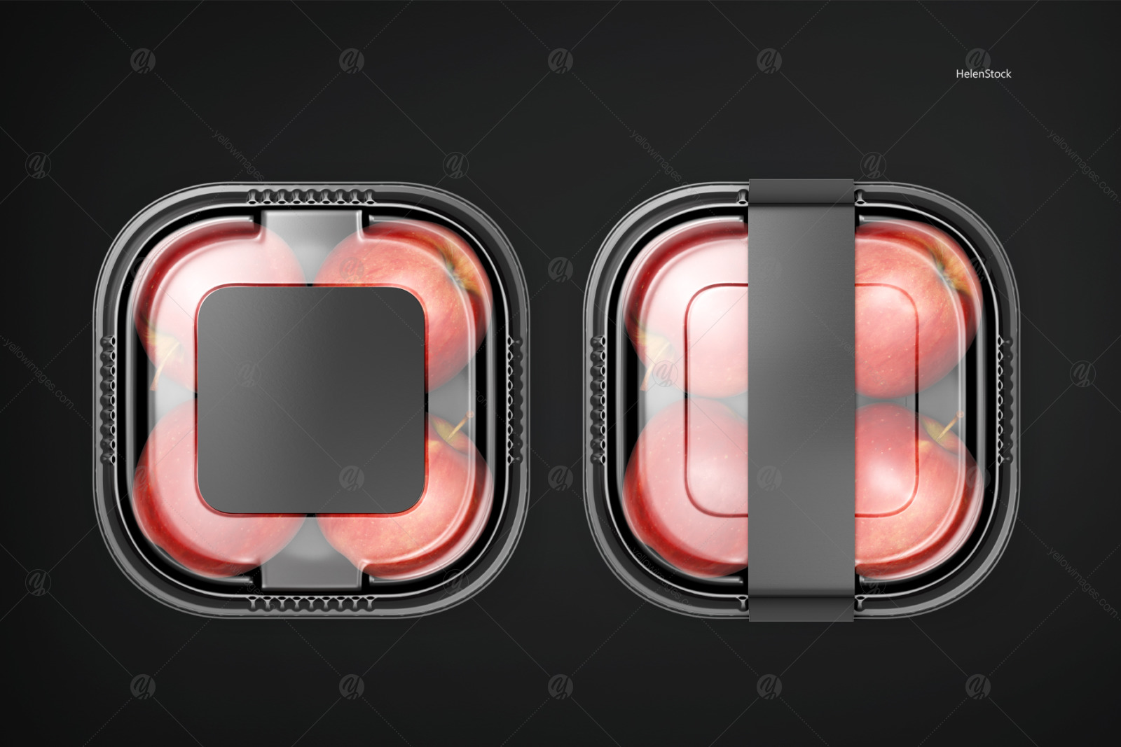 Plastic Container with Apples Mockups - Top View Plastic Container with Apples Mockups - Top View