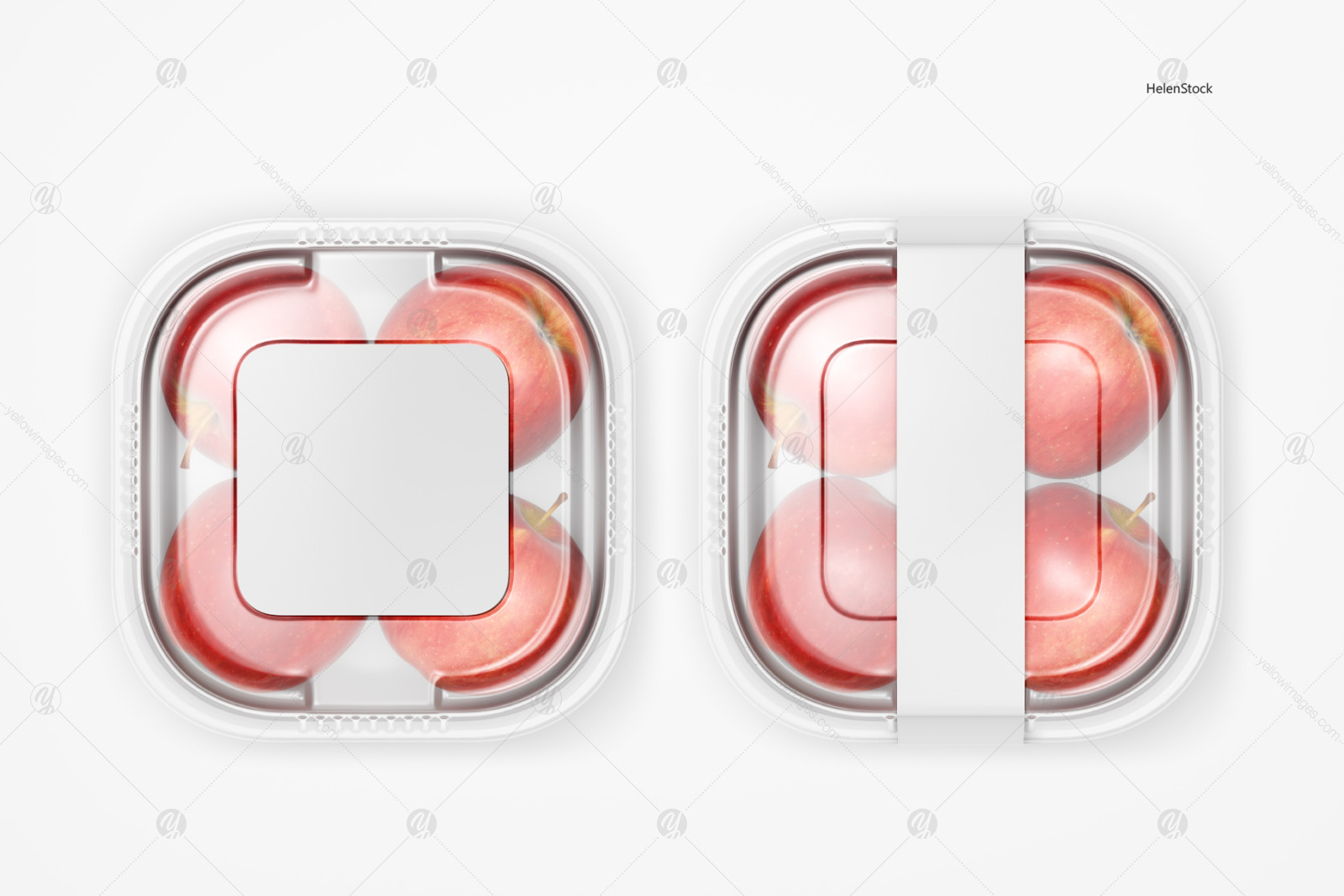 Plastic Container with Apples Mockups - Top View Plastic Container with Apples Mockups - Top View