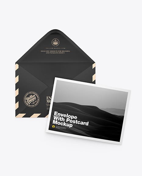 Matte Envelope w/ Postcard Mockup