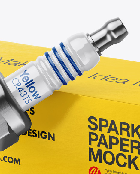 Spark Plug with Paper Box Mockup