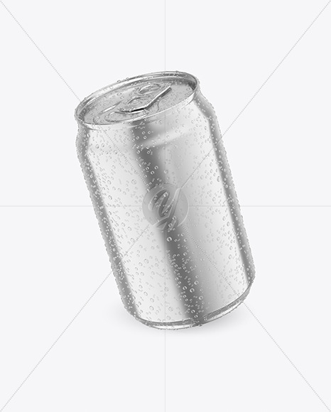 250ml Metallic Drink Can With Condensation Mockup