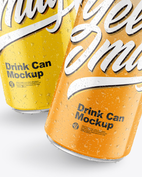 Two Glossy Drink Cans Mockup