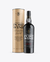 Amber Glass Port Wine Bottle with Tube Mockup