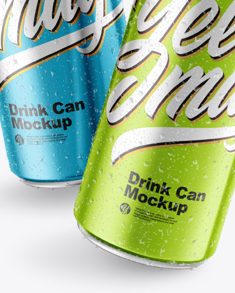 Two Metallic Drink Cans Mockup