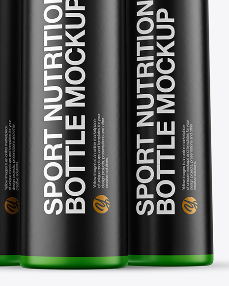 Three 25ml Matte Sport Nutrition Bottles Mockup