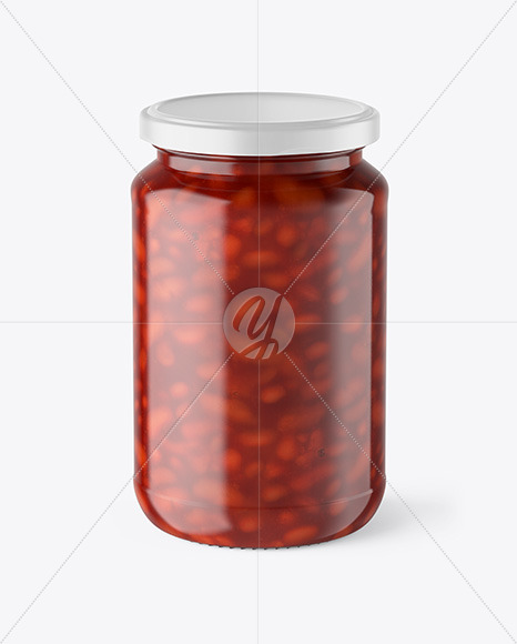 Clear Glass Jar with Beans Mockup